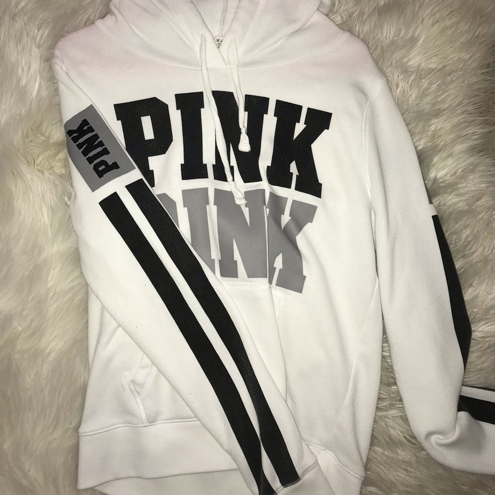 white PINK hoodie